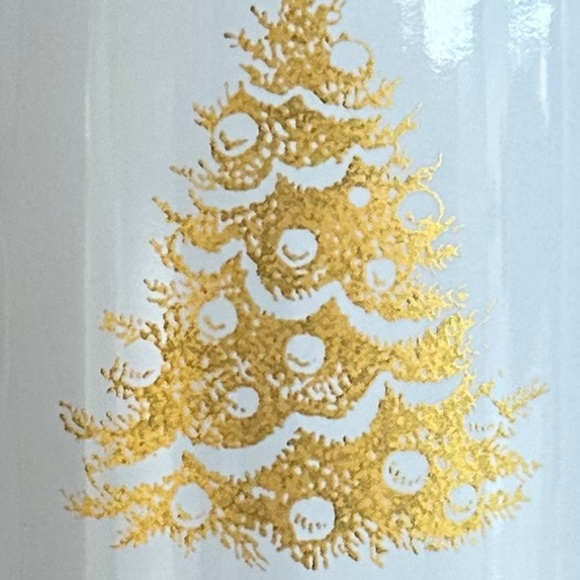 Set of 3 Williams-Sonoma Gold Christmas Tree 4 1/2" Mug White/Gold Holiday - Picture 8 of 10